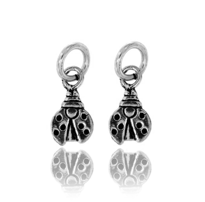 CIONDOLO COCCINELLA MM 16X9 PZ 2 IN ARGENTO BRUNITO TIT 800