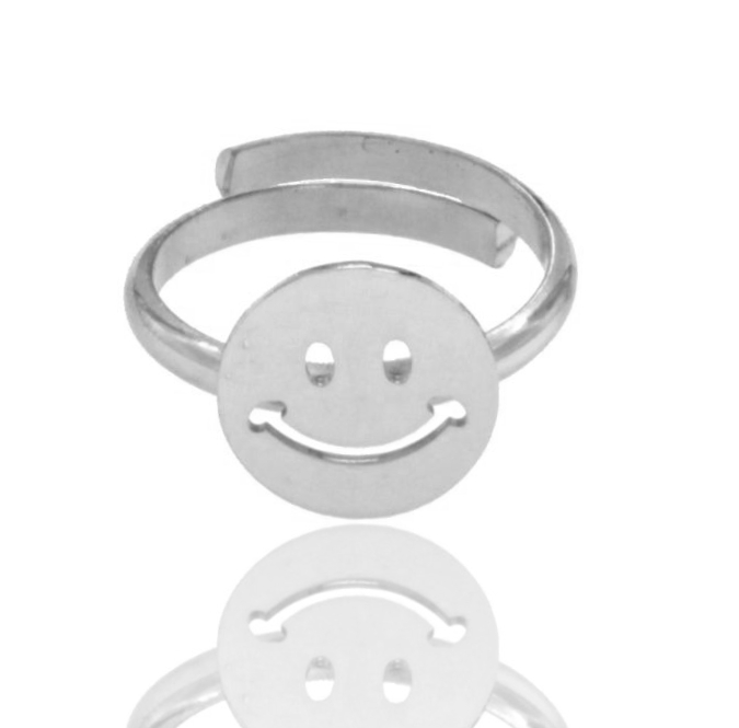 ANELLO SMILE MM 12 IN ARGENTO RODIATO TIT 925‰ MISURA REGOLABILE