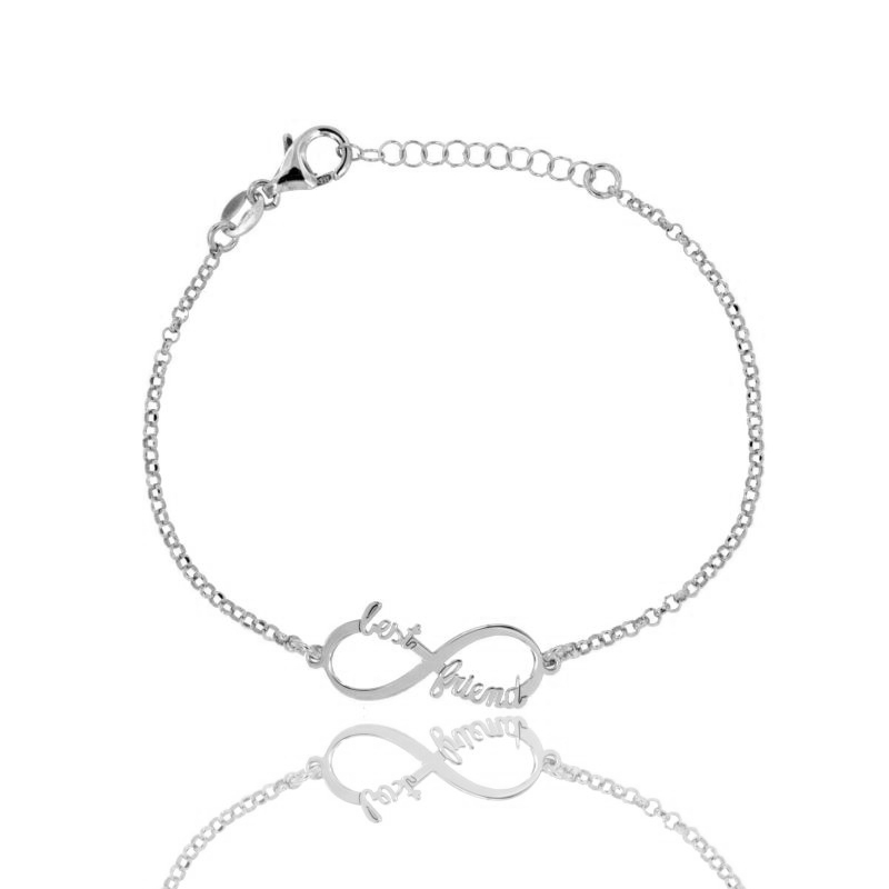BRACCIALE ROLO' INFINITO CON SCRITTA IN ARGENTO RODIATO TIT 925‰ CM 18