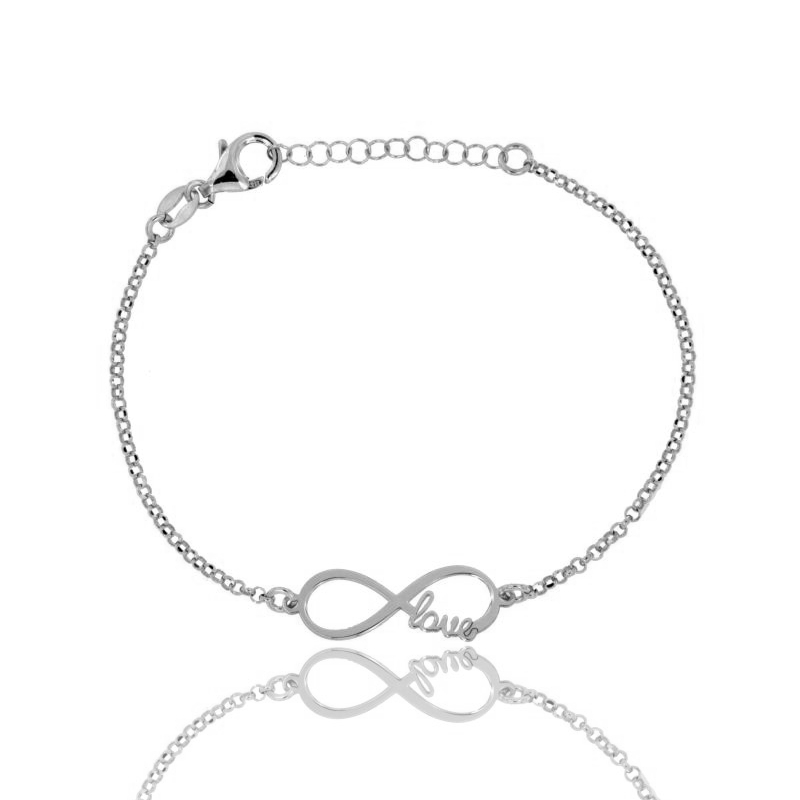 BRACCIALE ROLO' INFINITO CON SCRITTA IN ARGENTO RODIATO TIT 925‰ CM 18