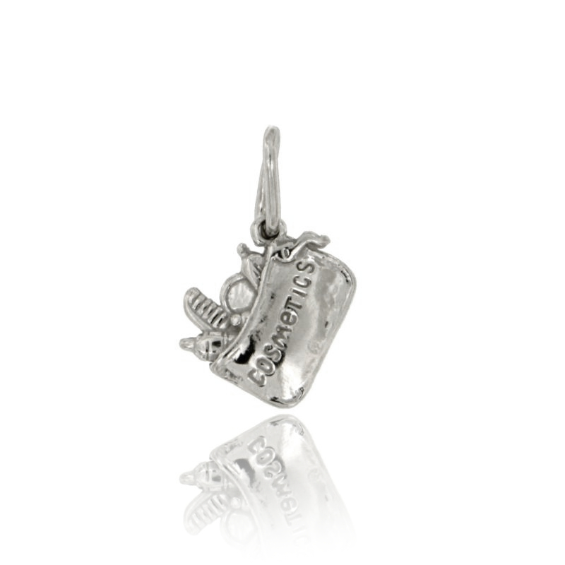 CIONDOLO BORSELLO COSMETICI MM 12X14 IN ARGENTO RODIATO TIT 925‰