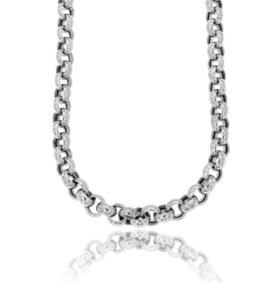COLLANA ROLO' CON MAGLIA VUOTA MM 4X10 IN ARGENTO RODIATO TIT 925‰ CM 85