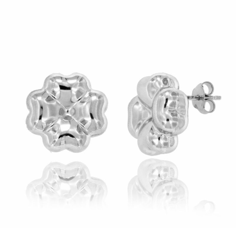 ORECCHINI QUADRIFOGLIO MM 16 IN ARGENTO RODIATO TIT 925‰