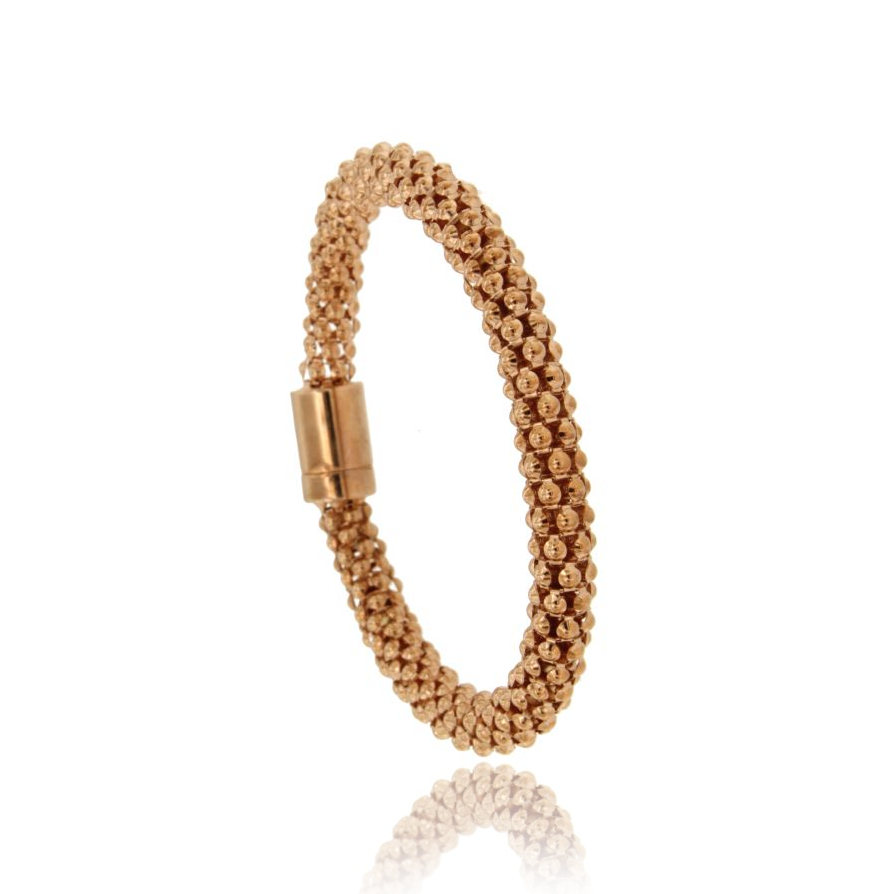 BRACCIALE ELASTICO POP CORN MM 7 IN ARGENTO PLACCATO ORO ROSA TIT 925