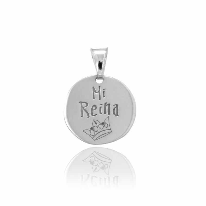 CIONDOLO TONDO MM 17 MI REINA IN ARGENTO RODIATO TIT 925