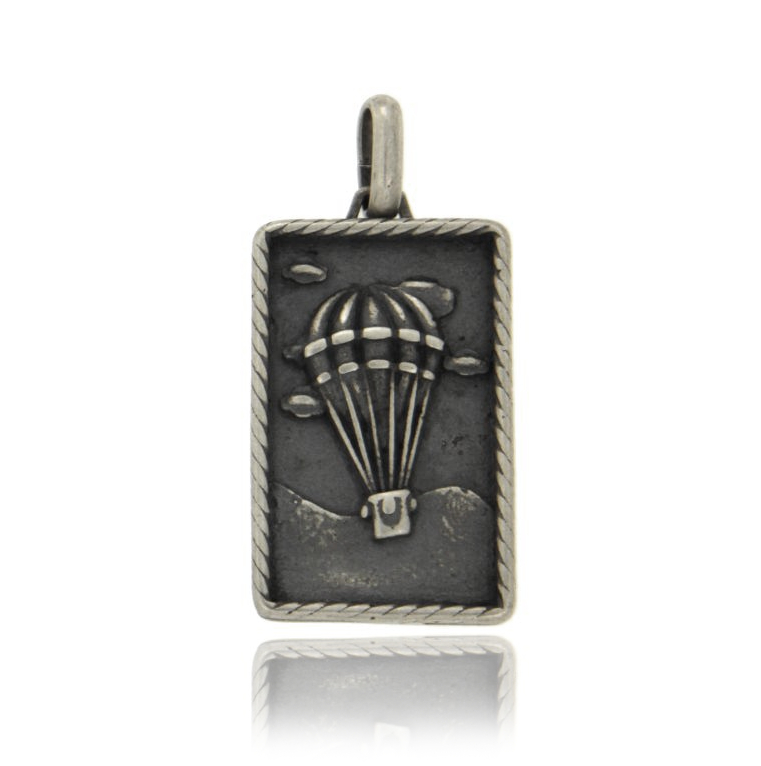 CIONDOLO MONGOLFIERA MM 28X16 IN ARGENTO BRUNITO TIT 925‰