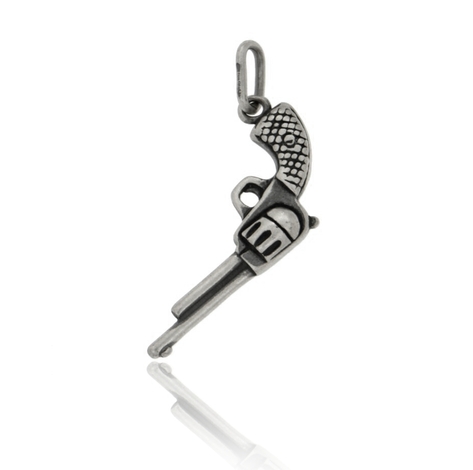 CIONDOLO PISTOLA MM 36X18 IN ARGENTO BRUNITO TIT 925‰