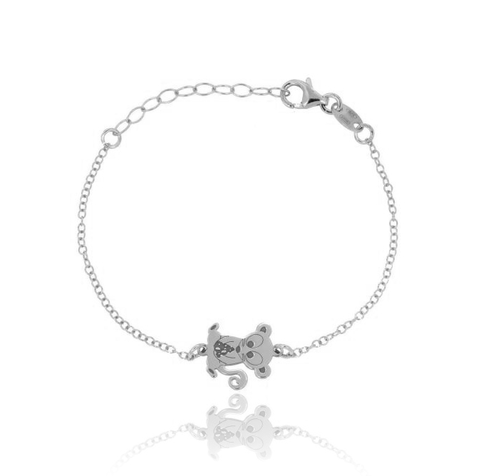 BRACCIALE ROLO' CON KOALA CENTRALE IN ARGENTO RODIATO TIT 925‰ CM 18
