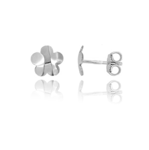 ORECCHINI A LOBO FIORE BOMBATO IN ARGENTO RODIATO TIT 925‰