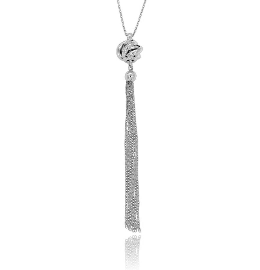 COLLANA FORZATINA CON NODO IN ARGENTO RODIATO TIT 925‰ CM 45