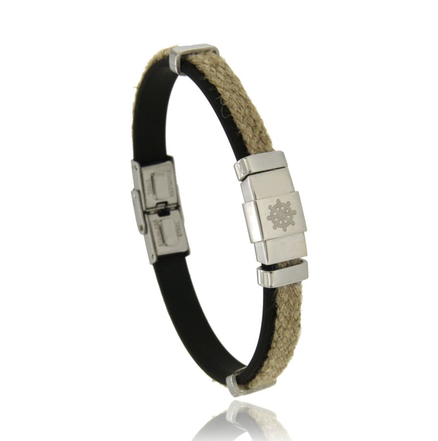 BRACCIALE IN CAUCCIU' E CORDA IN ACCIAIO