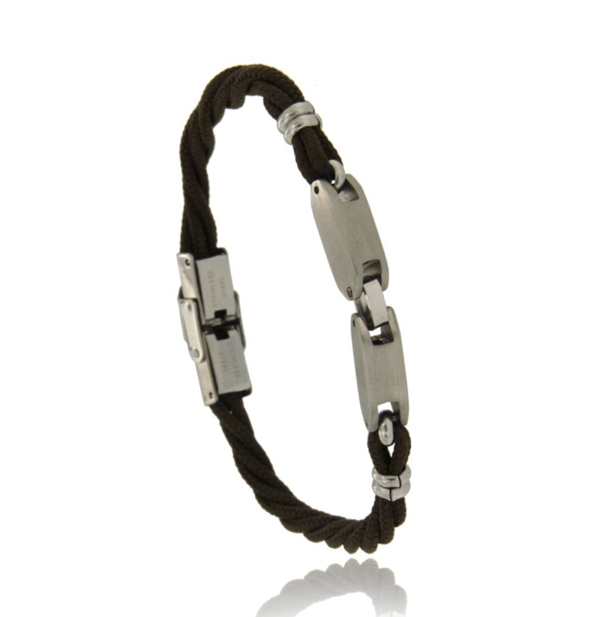 BRACCIALE IN CORDINO E ACCIAIO