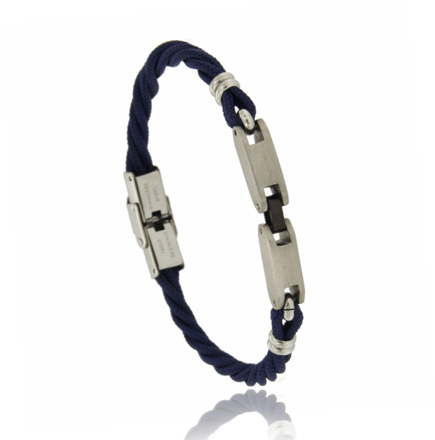 BRACCIALE IN CORDINO E ACCIAIO