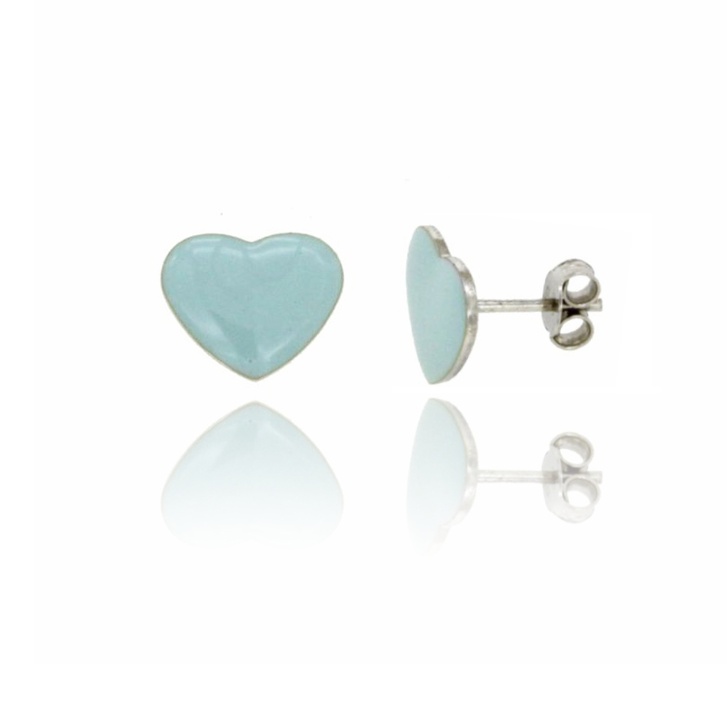 ORECCHINI A LOBO CUORE SMALTATO IN ARGENTO RODIATO TIT 925