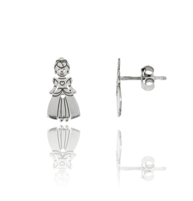 ORECCHINI A LOBO REGINA IN ARGENTO RODIATO TIT 925