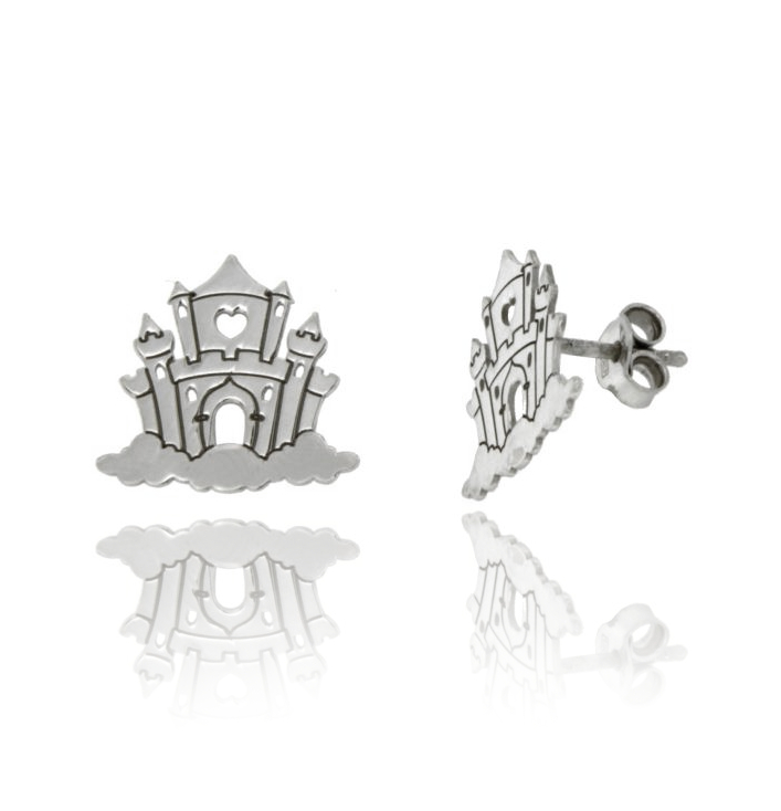 ORECCHINI A LOBO CASTELLO IN ARGENTO RODIATO TIT 925