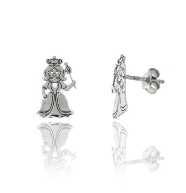 ORECCHINI A LOBO REGINA IN ARGENTO RODIATO TIT 925