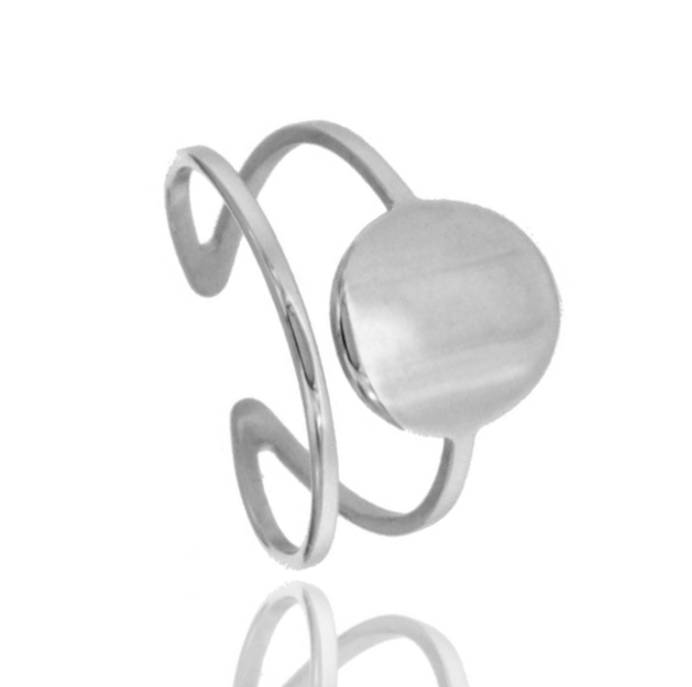 ANELLO FASCIA TRAFORATA CON TONDO PIENO IN ARGENTO RODIATO TIT 925‰ MISURA REGOLABILE
