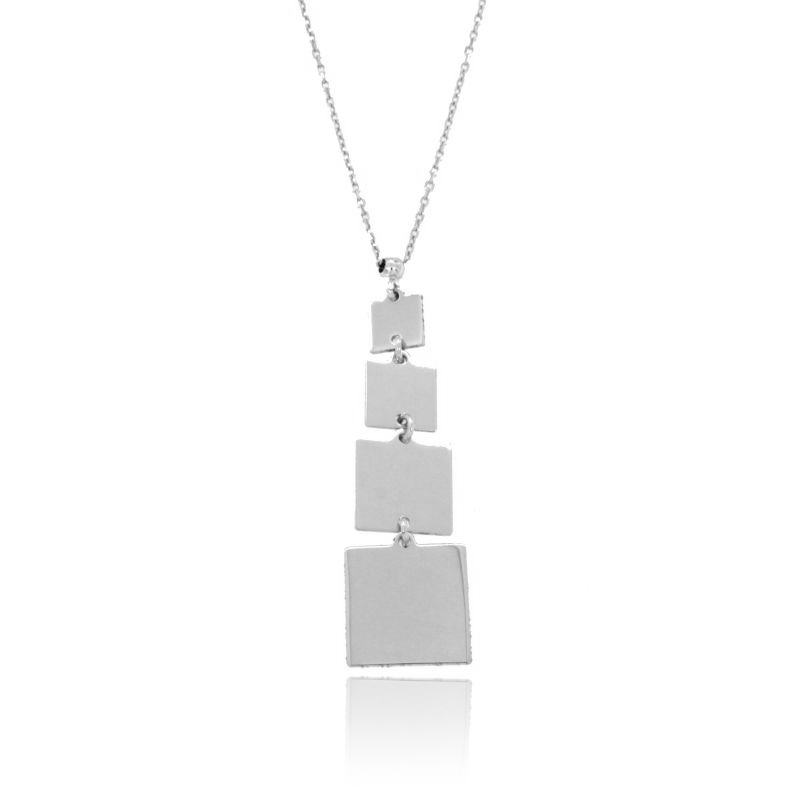 CATENA FORZATINA CON QUADRATI DEGRADE PENDENTI IN ARGENTO RODIATO TIT 925‰ CM 45-50