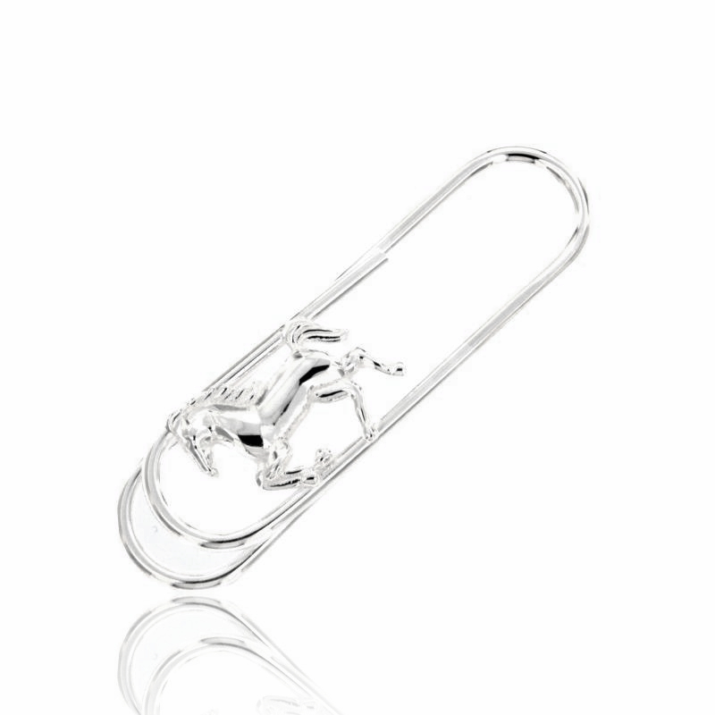 FERMASOLDI GRAFFETTA CANNA TONDA MM 60X16 CON CAVALLO RAMPANTE IN ARGENTO 925‰