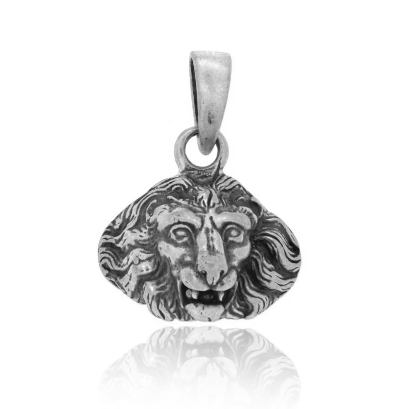 CIONDOLO TESTA LEONE MM 22X22 IN ARGENTO MICROFUSO BRUNITO TIT 800‰