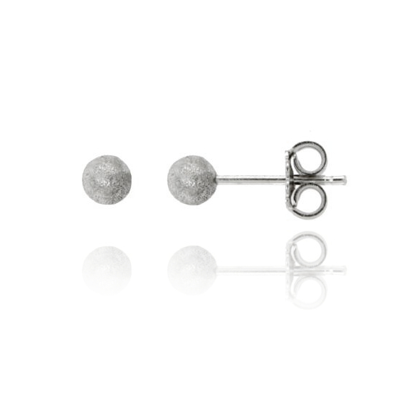 ORECCHINI 5 COPPIE SFERA MM 4 IN ARGENTO RODIATO E PUNTINATO TIT 925‰