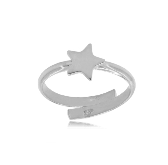ANELLO CON STELLINA IN ARGENTO RODIATO TIT 925‰ MISURA REGOLABILE