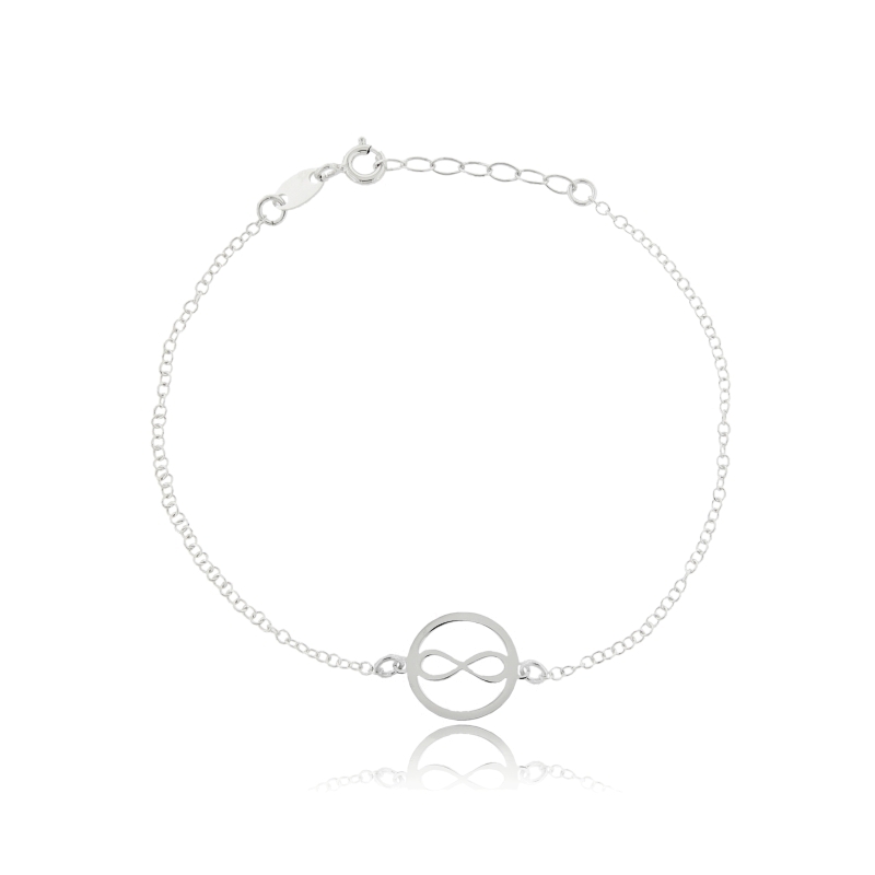 BRACCIALE FORZATINA CM 18 CON INFINITO NEL CERCHIO CENTRALE IN ARGENTO RODIATO TIT 925‰