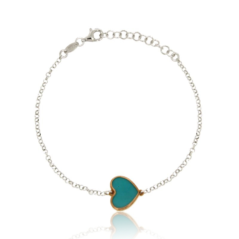 BRACCIALE ROLO' CON SIMBOLO CENTRALE IN ARGENTO RODIATO E RAMATO TIT 925 CM 17-21