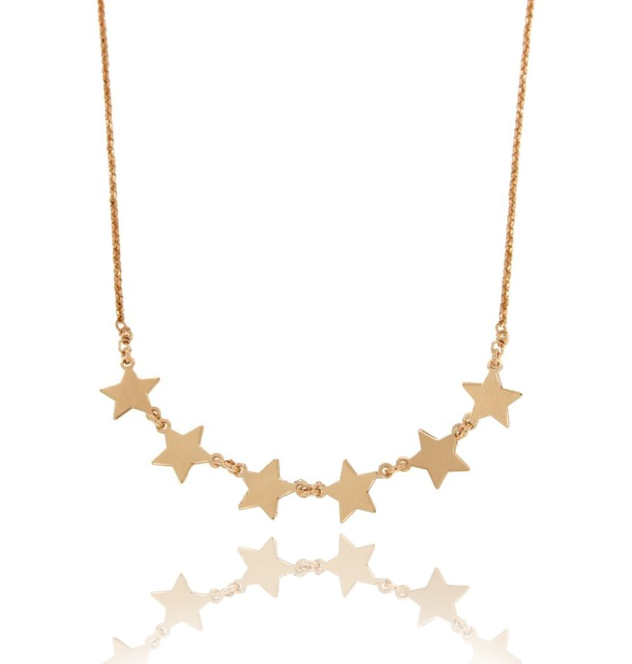 COLLANA MICRO ROLO' CON 6 STELLE CENTRALI IN ARGENTO RAMATO TIT 925‰ CM 42-48