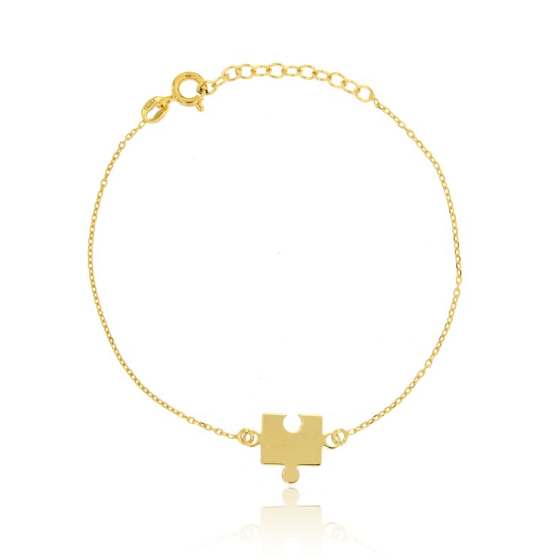 BRACCIALE FORZATINA CON PUZZLE CENTRALE IN ARGENTO DORATO TIT 925‰ CM 17-20