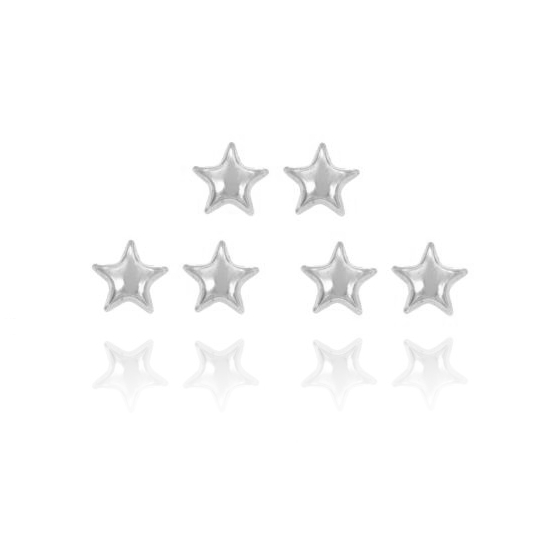 ORECCHINI A LOBO STELLA BOMBATA 3 COPPIE MM 8X8 IN ARGENTO RODIATO TIT 925‰