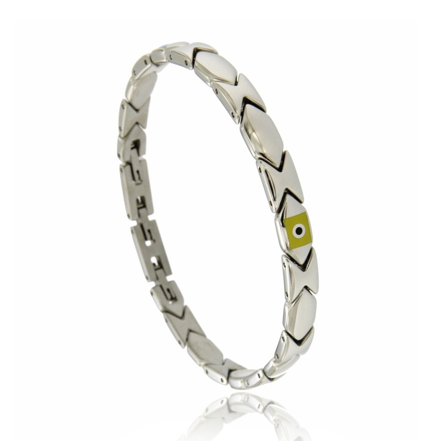 BRACCIALE IMPERNIATO IN ACCIAIO CON BANDIERINE NAUTICHE SMALTATE CM 21