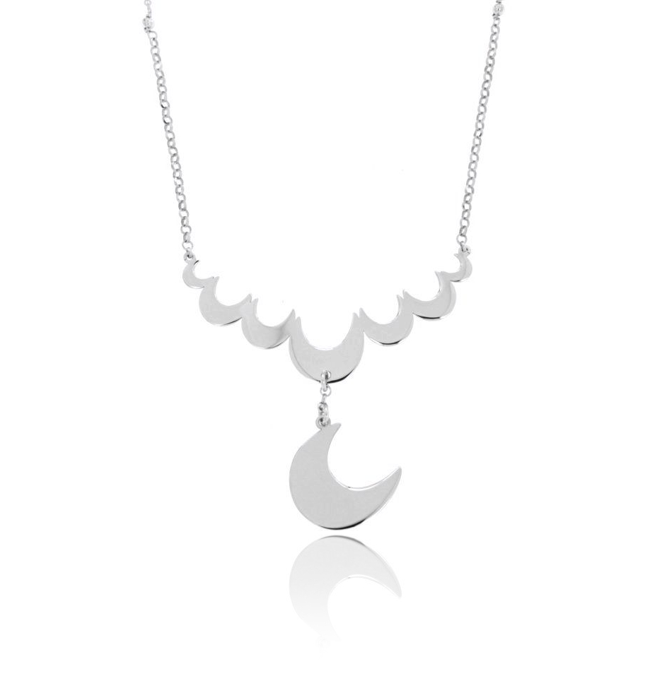 COLLANA ROLO' CON ARCHETTO 8 LUNE IN ARGENTO RODIATO TIT 925‰ CM 45-50