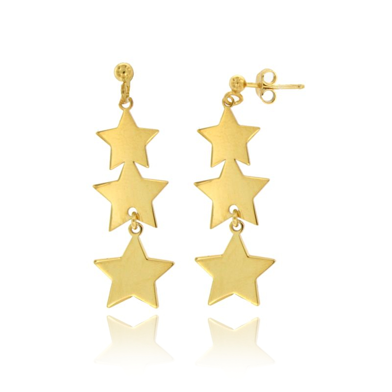 ORECCHINI PENDENTI CON 3 STELLE IN ARGENTO DORATO TIT 925