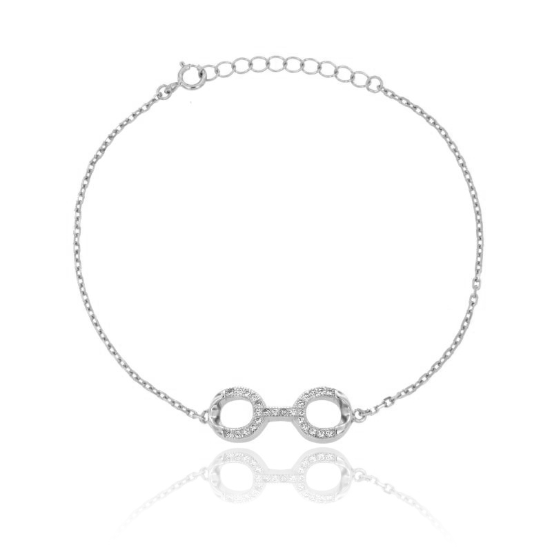 BRACCIALE ROLO' CON INFINITO E ZIRCONI IN ARGENTO RODIATO TIT 925‰ CM 17-20