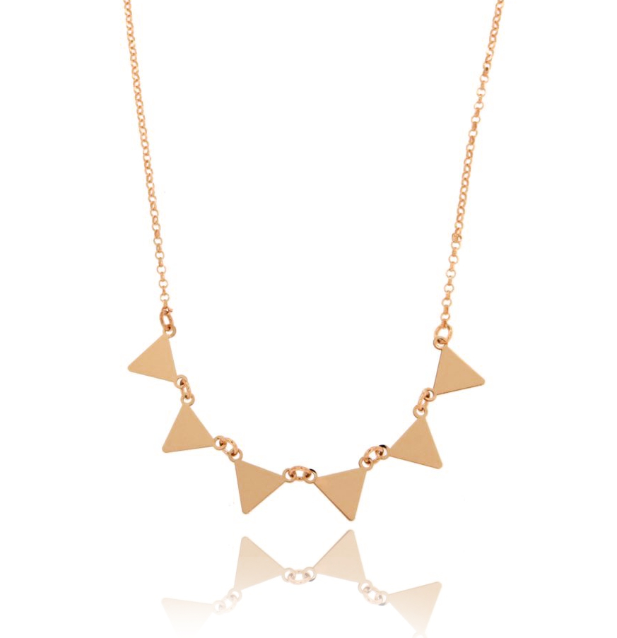 COLLANA ROLO' CON 6 TRIANGOLI IN LINEA IN ARGENTO TIT 925 CM 40-45