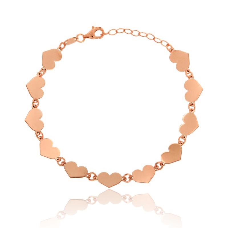 BRACCIALE CON CUORI IN LINEA IN ARGENTO TIT 925 CM 17-20