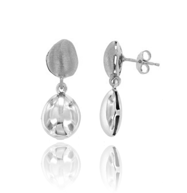 ORECCHINI PENDENTI CON DUE SASSI IN ARGENTO DORATO E SATINATO TIT 925‰