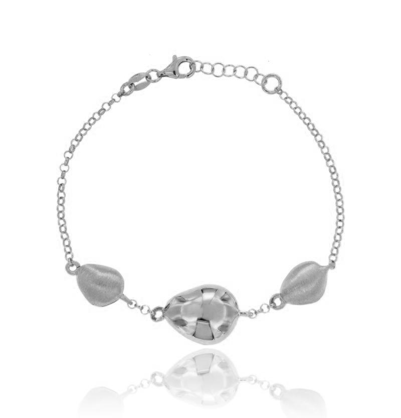 BRACCIALE ROLO' CON TRE SASSI CENTRALI IN ARGENTO RODIATO E SATINATO TIT 925‰ CM 17-19