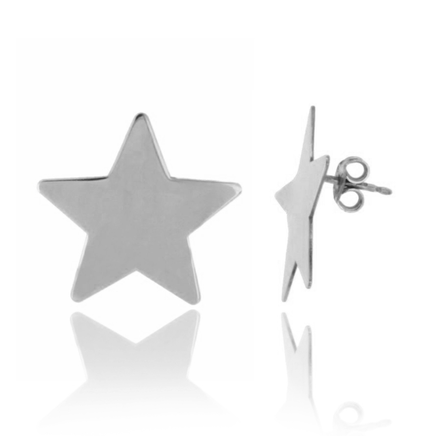 ORECCHINI A LOBO STELLA MM 24 IN ARGENTO RODIATO TIT 925‰