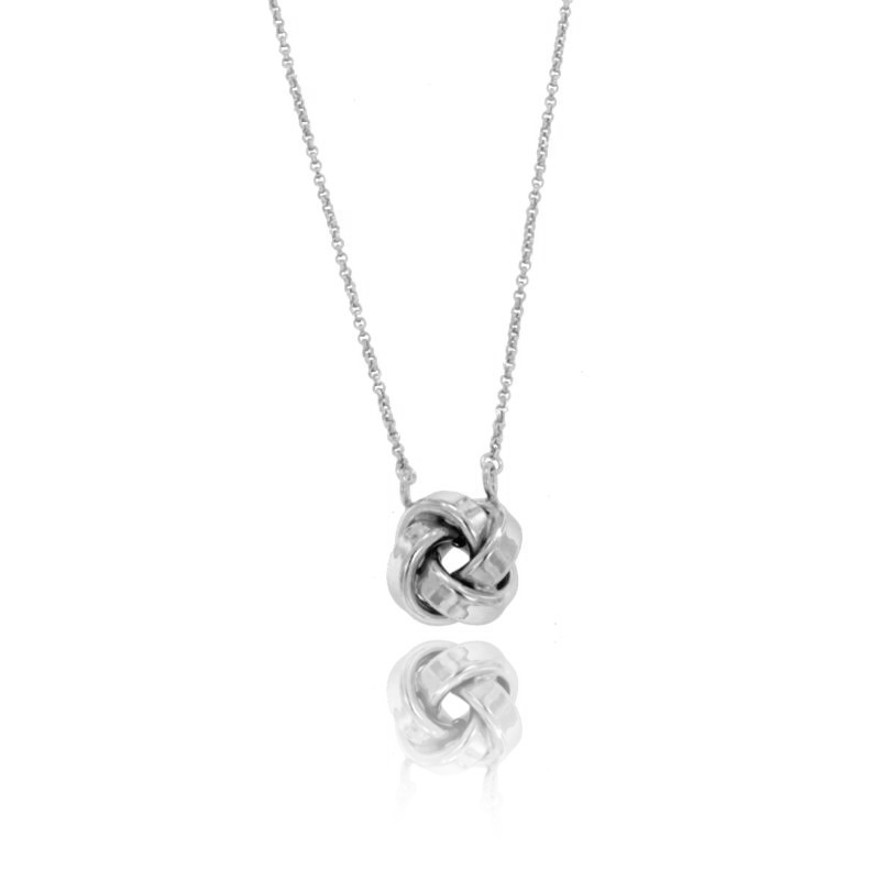 COLLANA ROLO' CON NODO CENTRALE IN ARGENTO RODIATO TIT 925