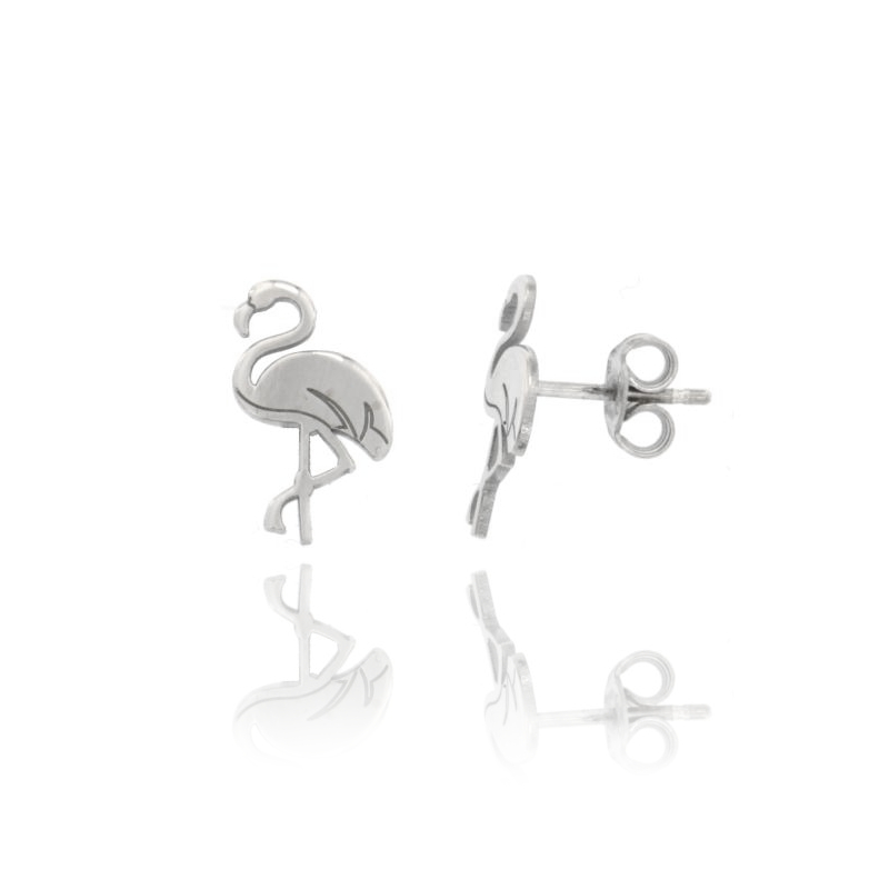 ORECCHINI A LOBO FENICOTTERO IN ARGENTO RODIATO TIT 925‰