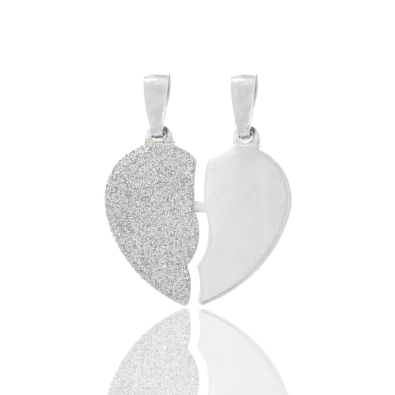 CIONDOLO CUORE DIVISIBILE IN ARGENTO RODIATO TIT 925‰ E SMALTO GLITTER
