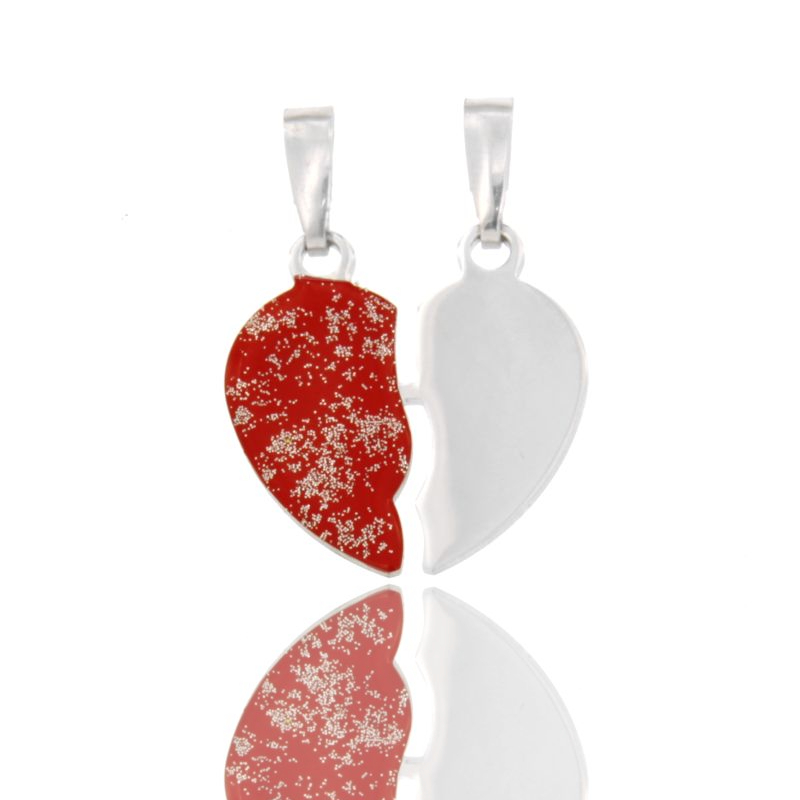 CIONDOLO CUORE DIVISIBILE IN ARGENTO RODIATO TIT 925‰ E SMALTO GLITTER