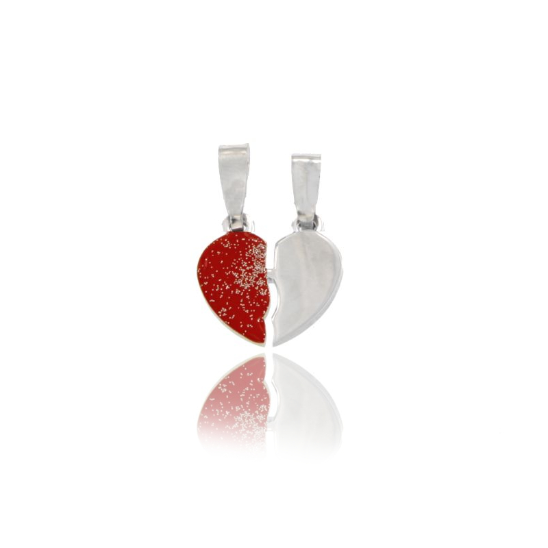 CIONDOLO CUORE DIVISIBILE IN ARGENTO RODIATO TIT 925‰ E SMALTO GLITTER