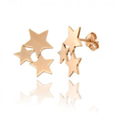 ORECCHINI A LOBO 3 STELLE MM 18 IN ARGENTO RAMATO TIT 925‰
