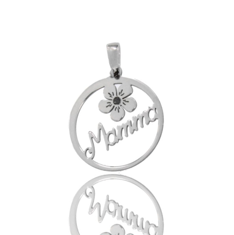 CIONDOLO TONDO MAMMA MM 19 IN ARGENTO TIT 925‰