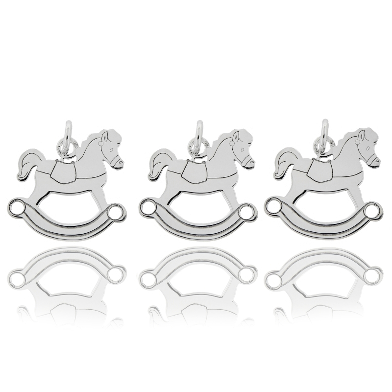CIONDOLO PZ 3 CAVALLO A DONDOLO IN ARGENTO RODIATO TIT 925‰