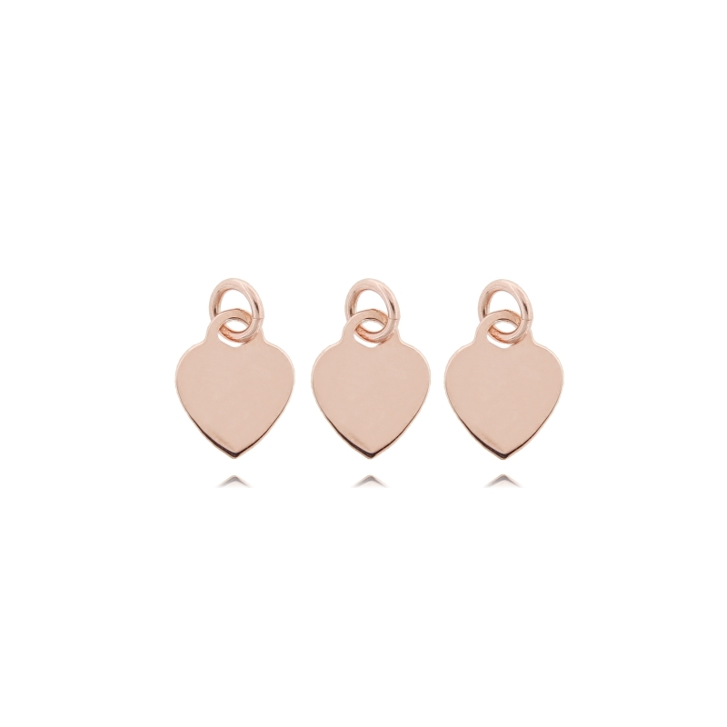 CIONDOLO PZ 3 CUORE MM 8 SPESSORE MM 0,8 IN ARGENTO ROSATO TIT 925